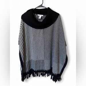 White House Black Market Monochrome Knit Poncho